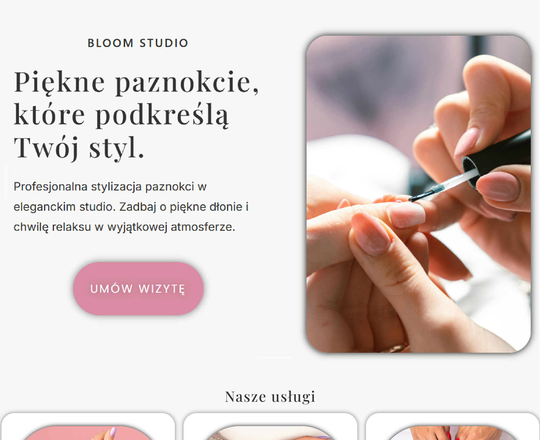 strona demonstracyjna salonu beauty Bloom Studio